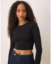 ASOS - Fitted Crop T-shirt With Long Sleeve - Lyst