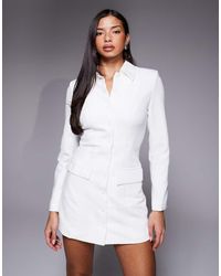 Aria Cove - Structured Button Through Pocket Detail Tailored Mini Dress - Lyst