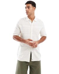 Threadbare - Camisa Abotonada De Punto Texturizado Con Alto Contenido En Algodón De -Blanco - Lyst