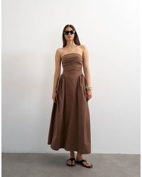 TOPSHOP - Bandeau Cinch Waist Structured Maxi Dress - Lyst