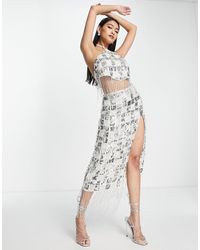 ASOS - Embellished Sequin And Pearl Midi Skirt Co-ord - Lyst