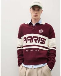 Bershka - Embroidered Polo Collar Jumper - Lyst