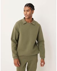ASOS - Relaxed Polo Sweatshirt With Ribbed Collar - Lyst
