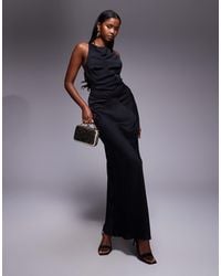 ASOS - Satin Chiffon Mix Panelled Bias Maxi Dress With Wrap Back Detail - Lyst