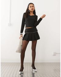 Reclaimed (vintage) - Pleated Mini Skirt With Studs - Lyst