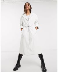 Bershka Oversized Trench Coat - White