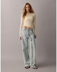 Lioness - Penny Asymmetric Button Detail Relaxed Leg Jeans - Lyst