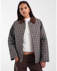 Pieces - Quilted Short Jacket With Cord Collar - Lyst