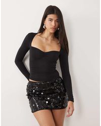 Oh Polly - Soft Jersey Sweetheart Ruched Long Sleeve Top - Lyst