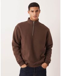 ASOS - Essentials Relaxed Fit Quarter Zip Sweat - Lyst
