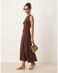ASOS - – ärmelloses midi-sommerkleid aus baumwolle - Lyst