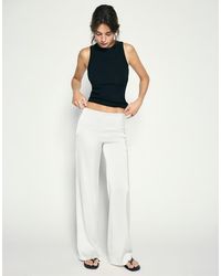 Pull&Bear - Satijnen Broek Met Rechte Pijpen - Lyst