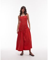 TOPSHOP - – midi-sommerkleid aus raffia - Lyst
