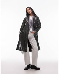 Rains - Chaqueta Larga Verde Brillante Resistente Al Agua De Corte Acampanado Con Cinturón 12040 De - Lyst