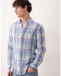 Polo Ralph Lauren - Icon Logo Checked Linen Long Sleeve Shirt - Lyst