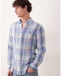 Polo Ralph Lauren - Icon Logo Checked Linen Long Sleeve Shirt - Lyst