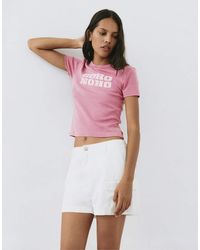 Pull&Bear - Crackled Text Graphic T-Shirt - Lyst