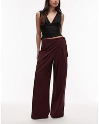 ASOS - Slinky Twill Tailo Wide Leg Pants With Wrap Skirt Detail - Lyst