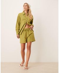 ASOS - Short Met Linnenlook En Elastische Taille - Lyst