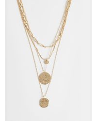 ASOS - Multirow Necklace With Mix Chain Detail And Molten Circular Pendant - Lyst