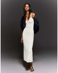 Bershka - Lace Strap Midi Dress - Lyst