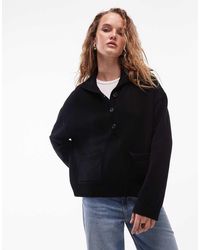 ARKET - Half Button Cardigan With Wide Collar And Patch Pockets - Lyst