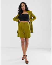 ASOS Short de costume mom en lin - Vert olive