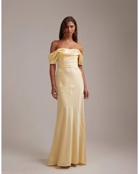 ASOS - Bridesmaids Bardot Satin Maxi Dress - Lyst