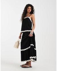 Vero Moda - Full Tiered Maxi Skirt Co-ord With Contrast Scallop Trim - Lyst