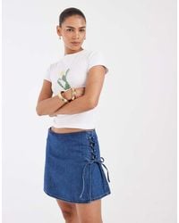 Vero Moda - Tie Side Detail Denim Mini Skirt - Lyst