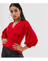 Boohoo Schouderloze Top Met Striktaille In Rood