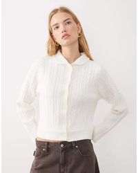 Miss Selfridge - Cable Collar Button Through Cardigan - Lyst