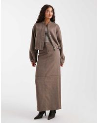4th & Reckless - Wool Blend Soft Tailored Seam Detail Maxi Skirt Co-ord - Lyst