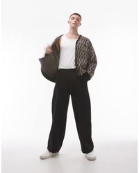 TOPMAN - Wide Leg Cotton Twill Trousers - Lyst