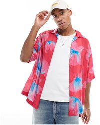 Armani Exchange - Short Sleeve Flower Print Boxy Fit Shirt - Lyst