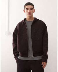 Weekday - Co-ord Simon Scuba Zip Through Hoodie With Embroide Graphic - Lyst