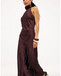 NA-KD - Halterneck Satin Maxi Dress - Lyst