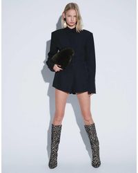 Noughts & Kisses - Alani Satin Tailored Shoulder Pad Detail Playsuit - Lyst