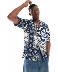 Jack & Jones - Oversize Shirt With Tile Print - Lyst