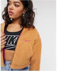 Nike Cropped Fleece Jack Met Borg - Naturel