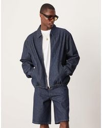 ASOS - Oversized With Pinstripe Denim Jacket - Lyst