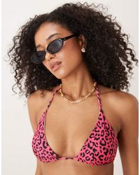 OOSC - Leopard Triangle Bikini Top - Lyst