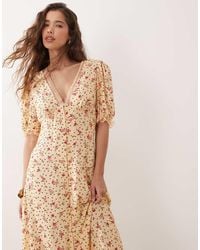 Miss Selfridge - Lace Trim Button Through Maxi Dress - Lyst