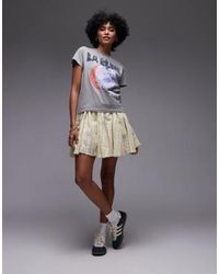 TOPSHOP - Mini-jupe fluide rayée en coton à godets - et vert - Lyst