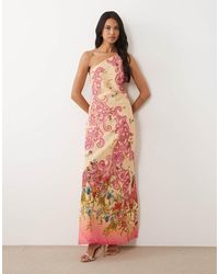 ASOS - Cutwork Floral Printed One Shoulder Bias Cut Maxi Dress - Lyst