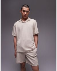 TOPMAN - Oversized Fit Revere Polo With Crinkle Plisse Texture - Lyst
