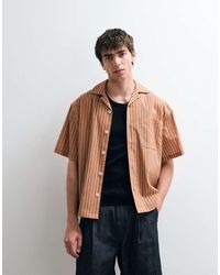 ASOS COLLECTIVE - Relaxed Cotton Striped Shirt With Linen - Lyst