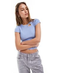 ASOS - Knitted Pleated Baby Tee With Contrast Trim - Lyst