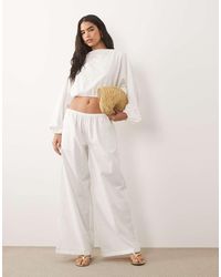 Missy Empire - Linen Blend Elasticated Waist Wide Leg Trousers Co-Ord - Lyst