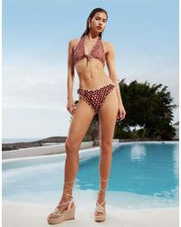ASOS - Ginny Tie Side Bikini Bottom With Lettuce Edge - Lyst